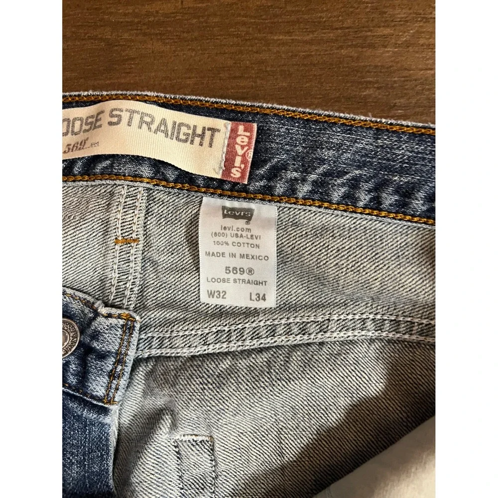 Vintage Levis 569 Loose Straight Mens Blue Denim Jeans 32x34 (32x30) Medium Wash